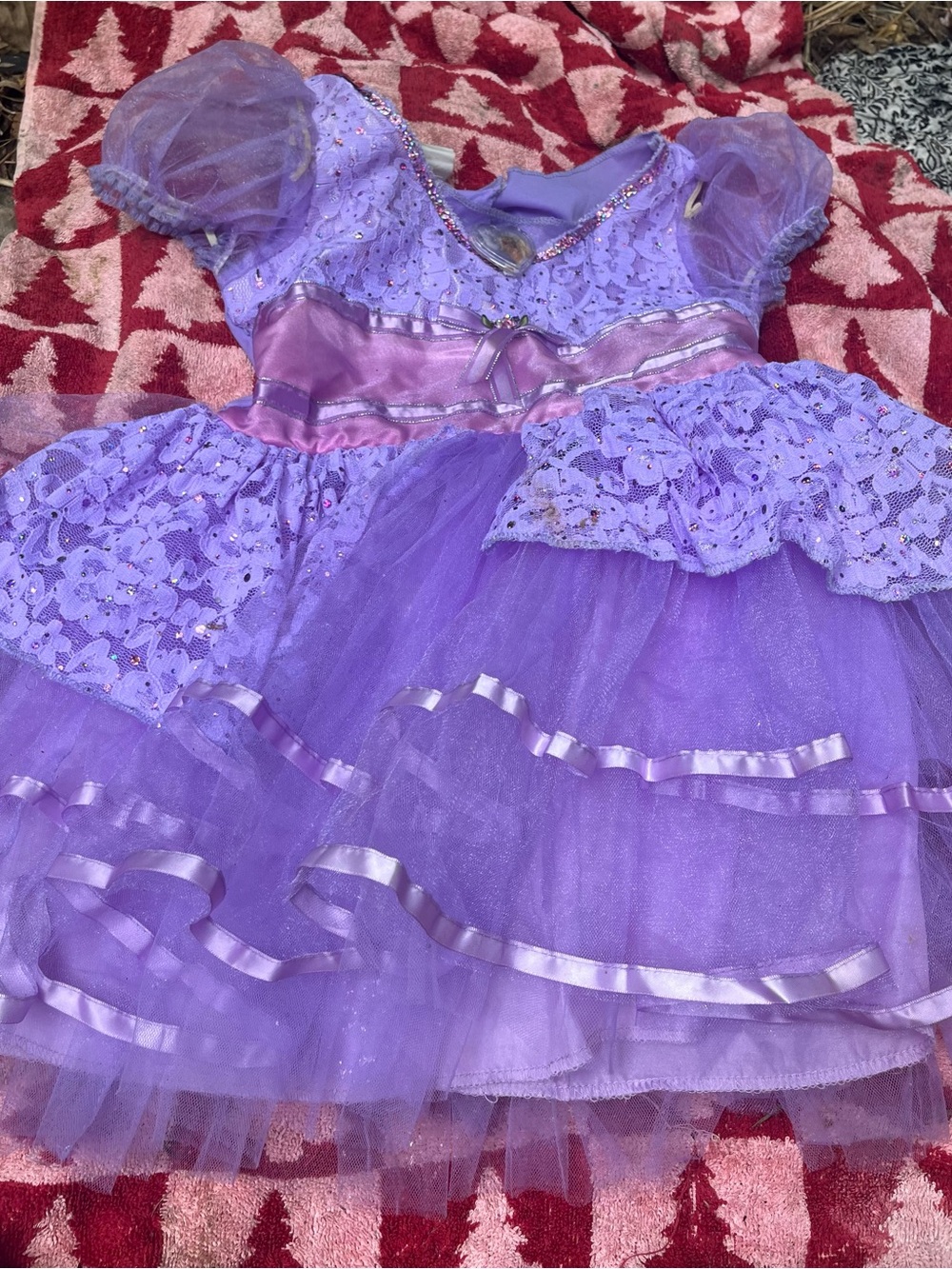 Barbie Purple Tulle Princess Dress with Satin Trim
